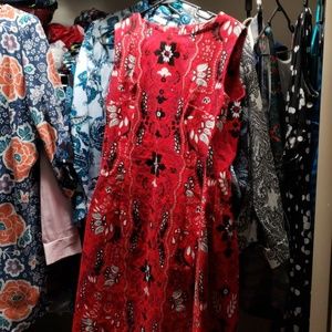 Eva Mendes red print dress